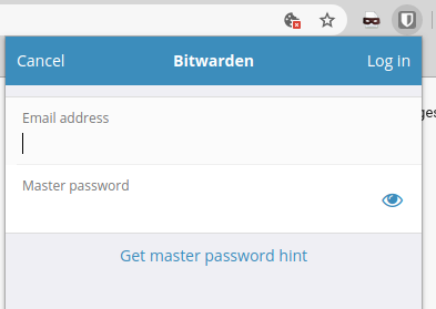 Bitwarden login prompt