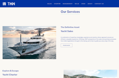 TWW Yachts home screen
